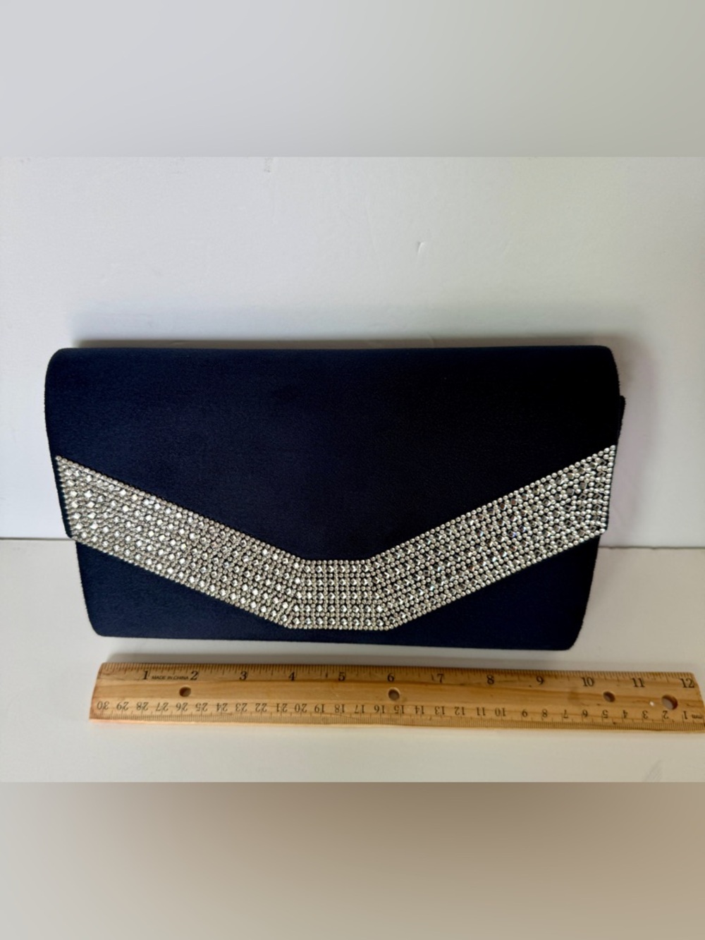 Crystal-Trim Navy Blue Evening Clutch - Picture 3 of 6